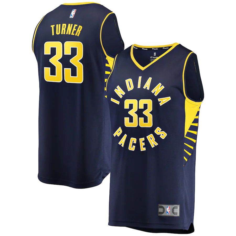 Men Indiana Pacers #33 Myles Turner Fanatics Branded Navy Fast Break Replica NBA Jersey